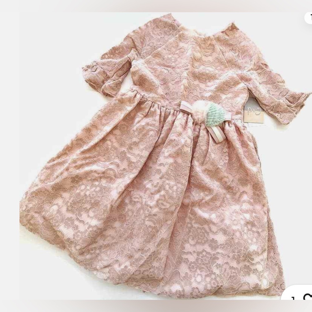 Pippa & Julie|Kids Girls Pastourelle Pink Lace Pink Dress-Size 5 years